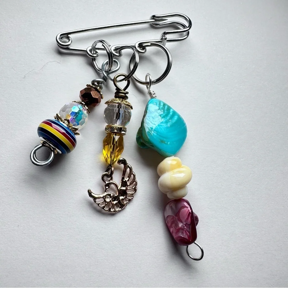 Brooch | Hand Crafted | Glass Beaded |  Pin Artisan Multicolor Wire-Wrapped OOAK